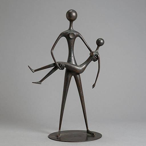 Abstract Metal Sculpture of Two Figures
