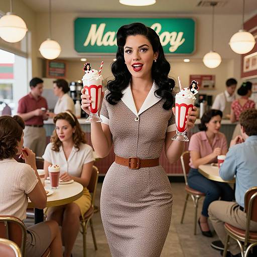 Vintage 1950s Coffee Shop Scene