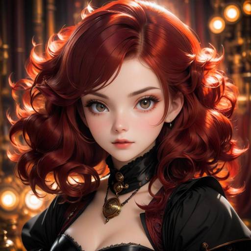 Portrait of Woman with Red Curly Hair