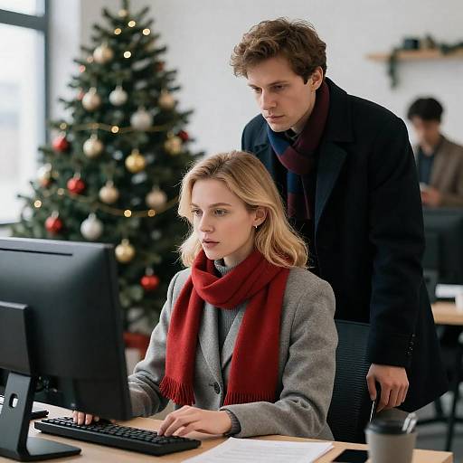 Intense Focus in a Festive Office