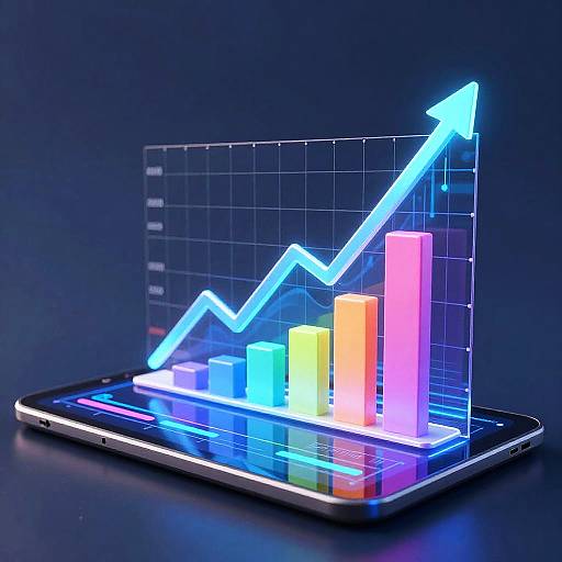 3D Upward Trend Chart on Tablet