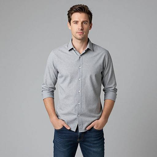 Man in Grey Shirt and Jeans