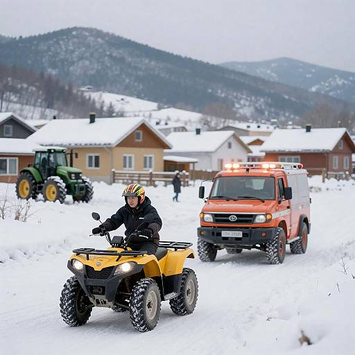 Snowy Village ATV and Rescue Vehicle