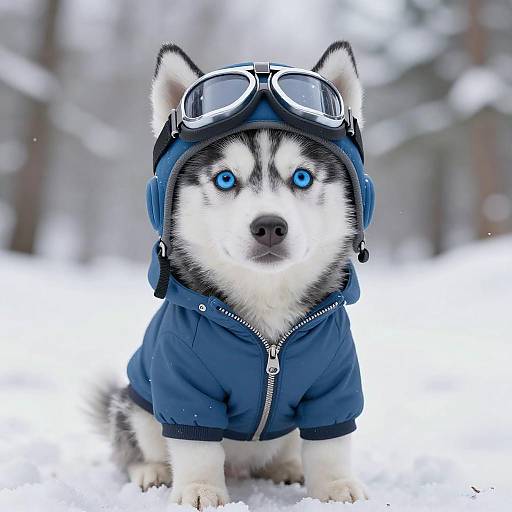 Adorable Blue-Eyed Husky Puppy Portrait