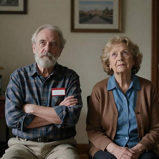 Elderly Couple in Dimly Lit Room