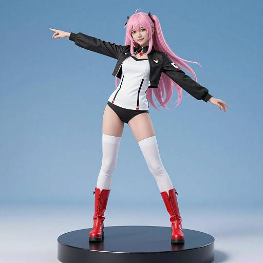 Pink-Haired Anime Girl Dynamic Pose