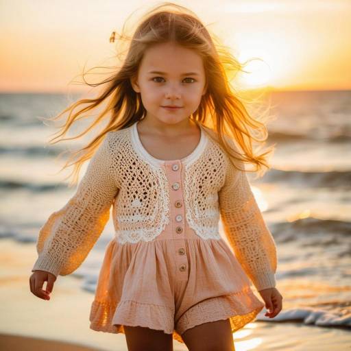 Toddler Girl at Ocean Sunset