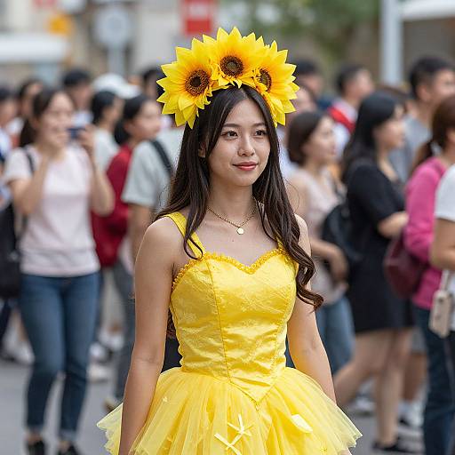 Woman in Yellow Carnival Costume