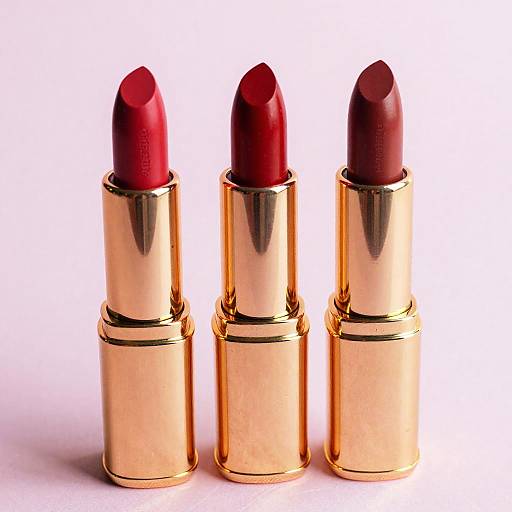 Shiny Gold Lipsticks on Pink Surface