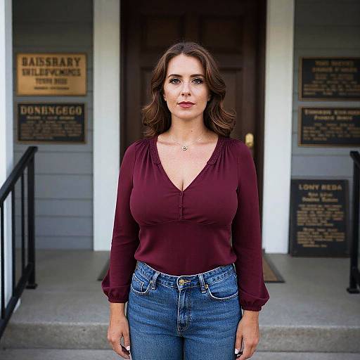 Woman on Vintage Courthouse Steps