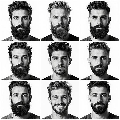 Diverse Beard Styles Collage in Monochrome