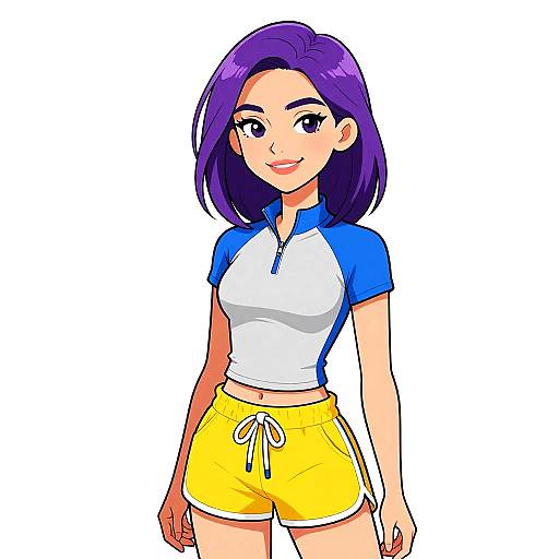 Smiling Sporty Woman in Casual Wear