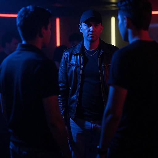 Blue Nightclub Standoff with Leather Jacket