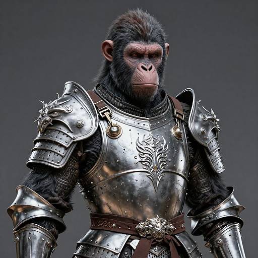 Anthropomorphic Ape Knight Mugshot Portrait