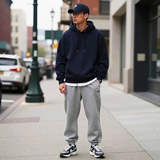 Confident Street-Smart Man on Sidewalk