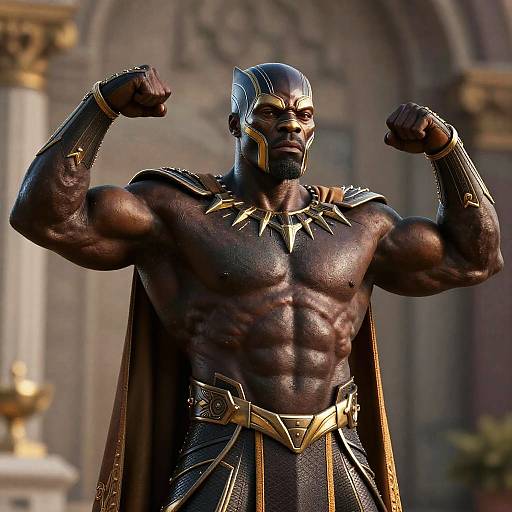 Octane Realistic Regal Black Panther King Portrait