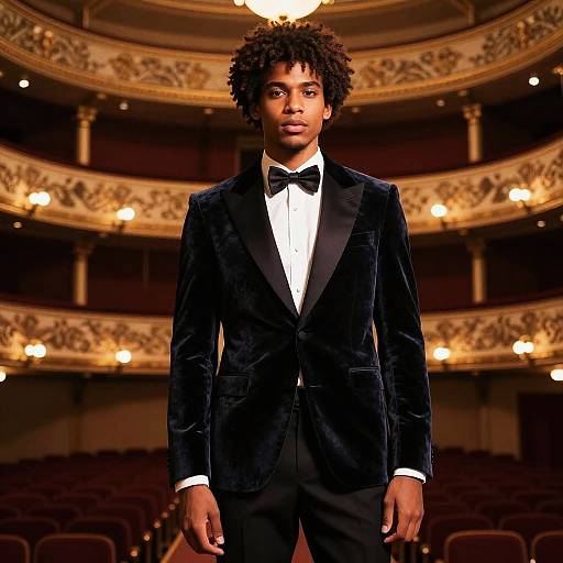 Drop Fade Afro in Velvet Blazer