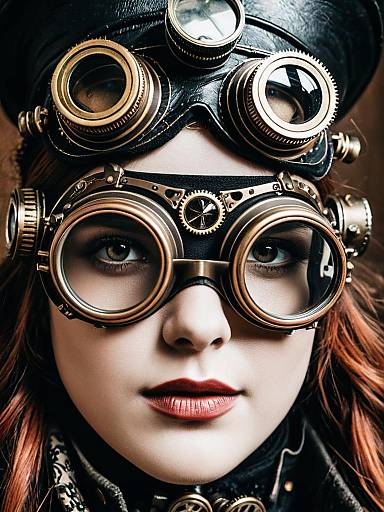 Steampunk Woman Close-Up Detailed Headshot