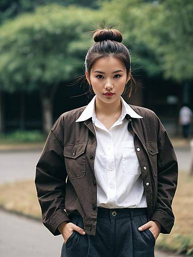 Comfortable Woman Working Outdoors