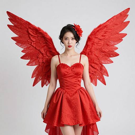 Red Fairy Woman with Wings