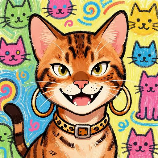 Colorful Bengal Cat Hybrid Portrait