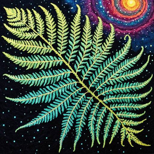 Cosmic Fern Fractals with Vibrant Details