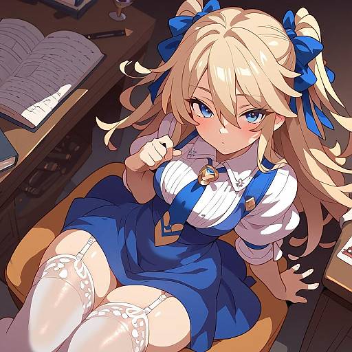 Bird's-Eye Vector Girl Sitting on Chair