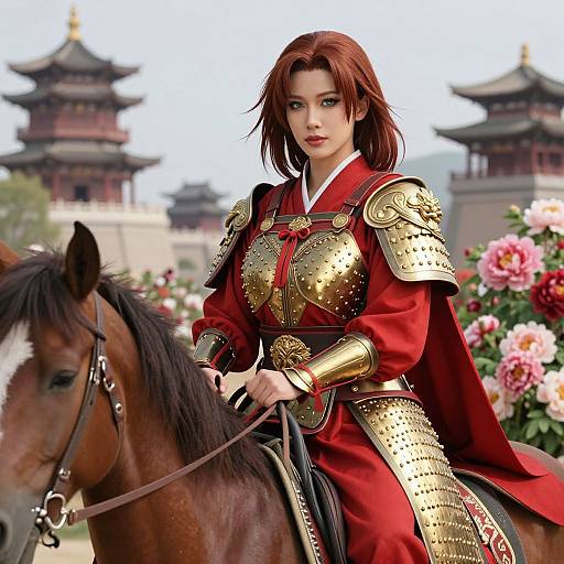 Confident Woman in Ping Mulan Costume