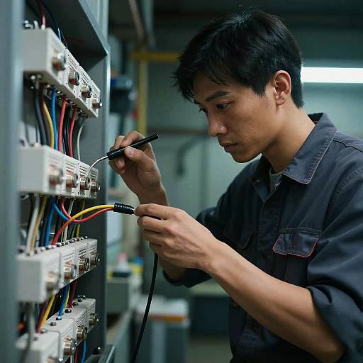 Photorealistic Electrician Circuit Inspection