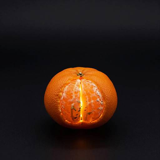 Photorealistic Glowing Tangerine Still Life