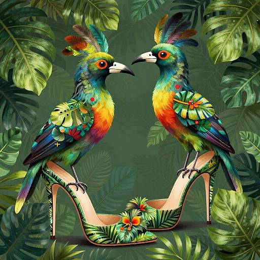 Vibrant Tropical Bird Heels Illustration