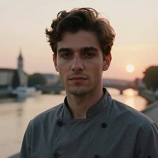 Italian Chef Portrait at Sunset by River