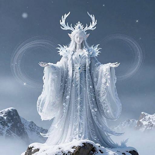 Snow Deity on Frozen Mountain Peak