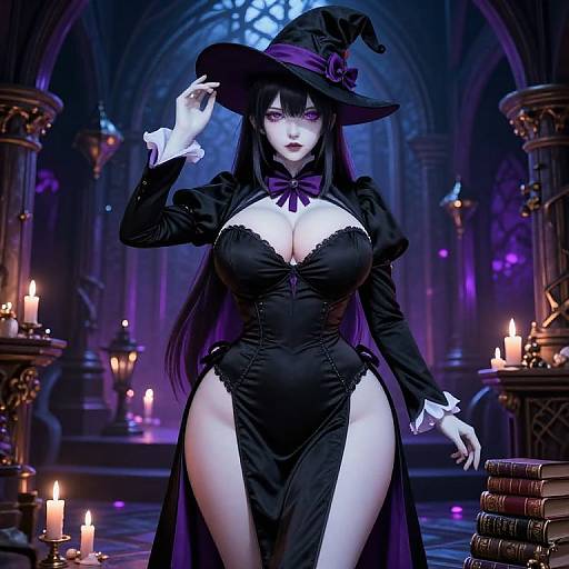 Anime Magician in Gothic Neon Dungeon