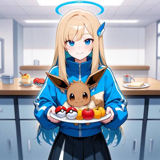 Eevee Enjoying a Delicious Snack Indoors