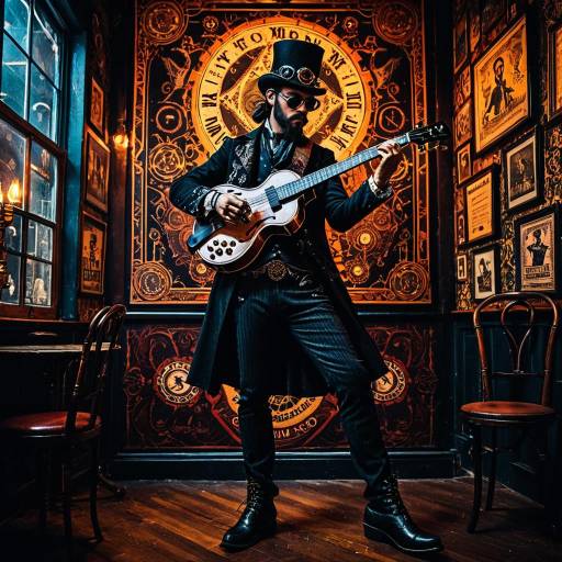 Steampunk Violinist in Vibrant Rock Fusion