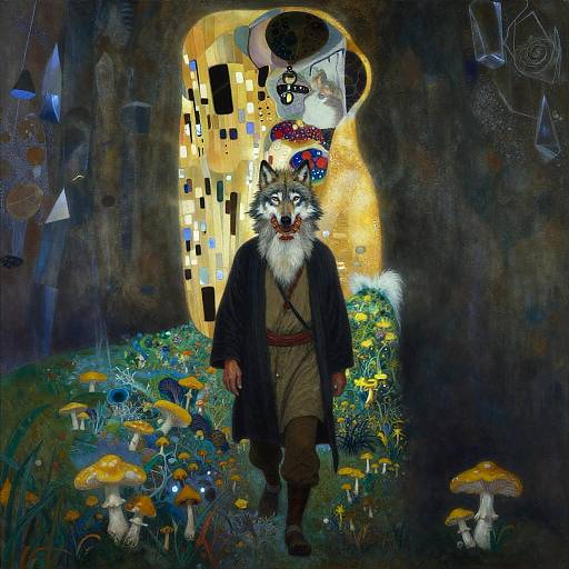 Elderly Shaman in a Crystal Cavern