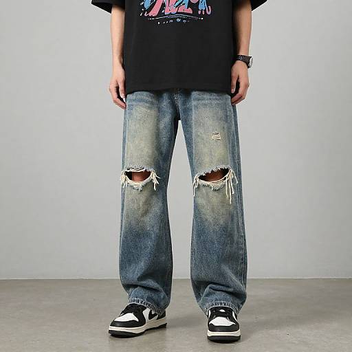 Urban Streetwear Distressed Jeans Look