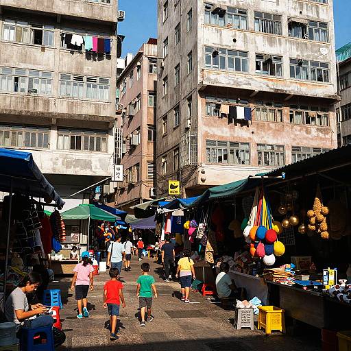 Kowloon Slums Vibrant Daytime Market