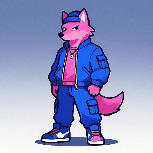 Vibrant Android Wolf MC Illustration