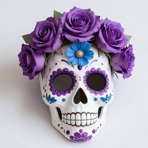 Vibrant Sugar Skull with Flowers