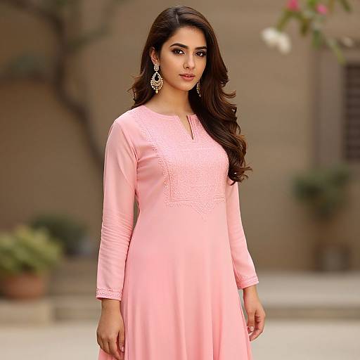 Realistic Girl in Pink Sharara Suit