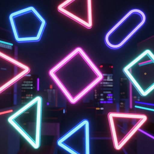 Neon Geometric Chaos Cyberpunk Art