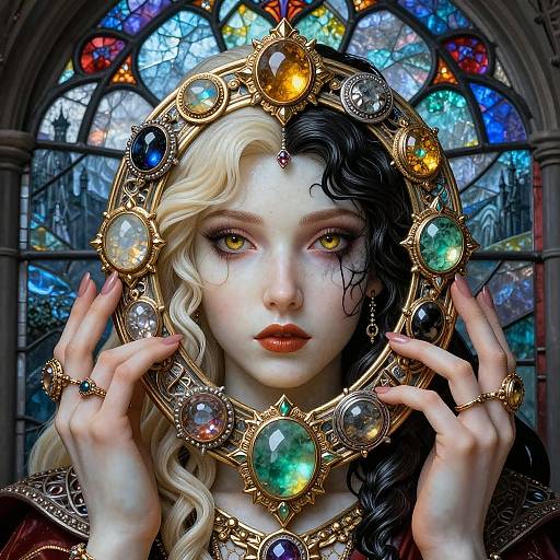 Ivory and Jade Gothic Amulet