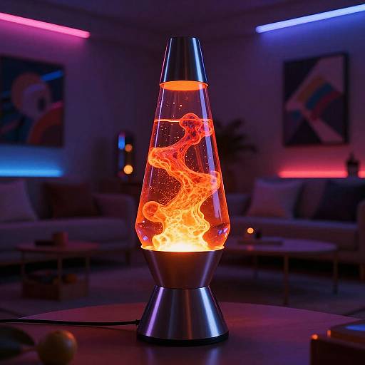 Futuristic Living Room with UFO Lava Lamp