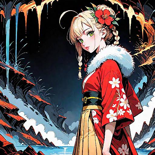 Alien Humanoid in Traditional Kimono