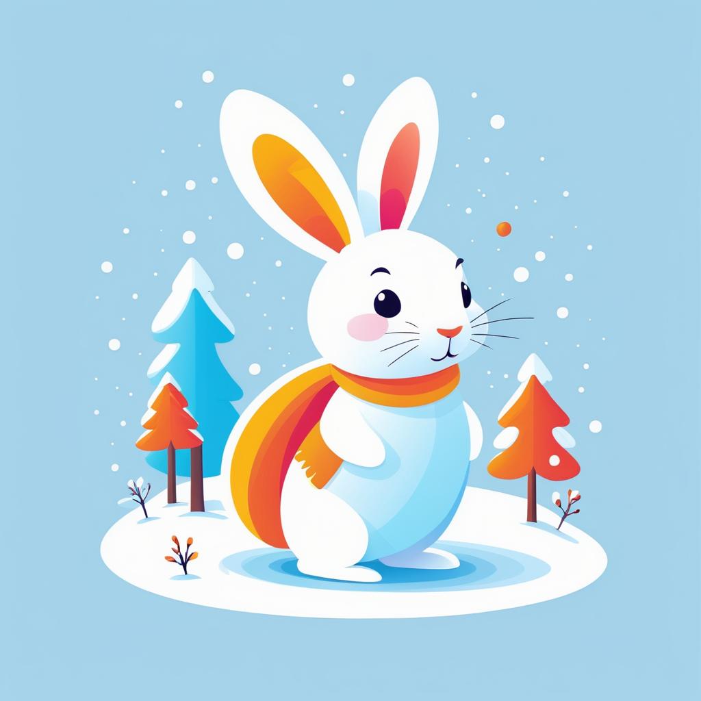 Whimsical Rabbit Character Design in Snow