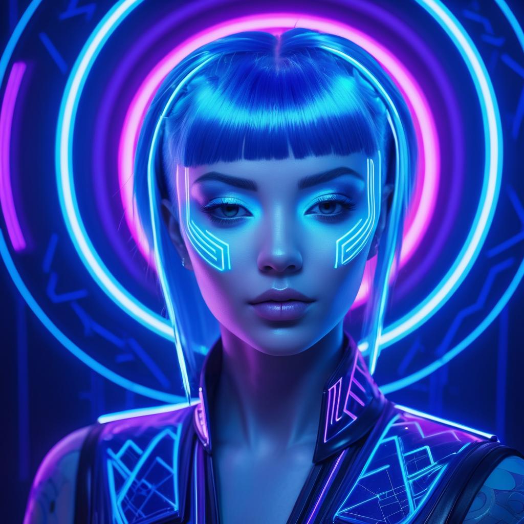 Futuristic Neon Portrait of a Woman