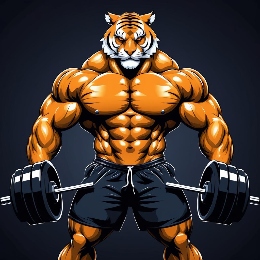 Muscular Tiger in Modern Gym Setting