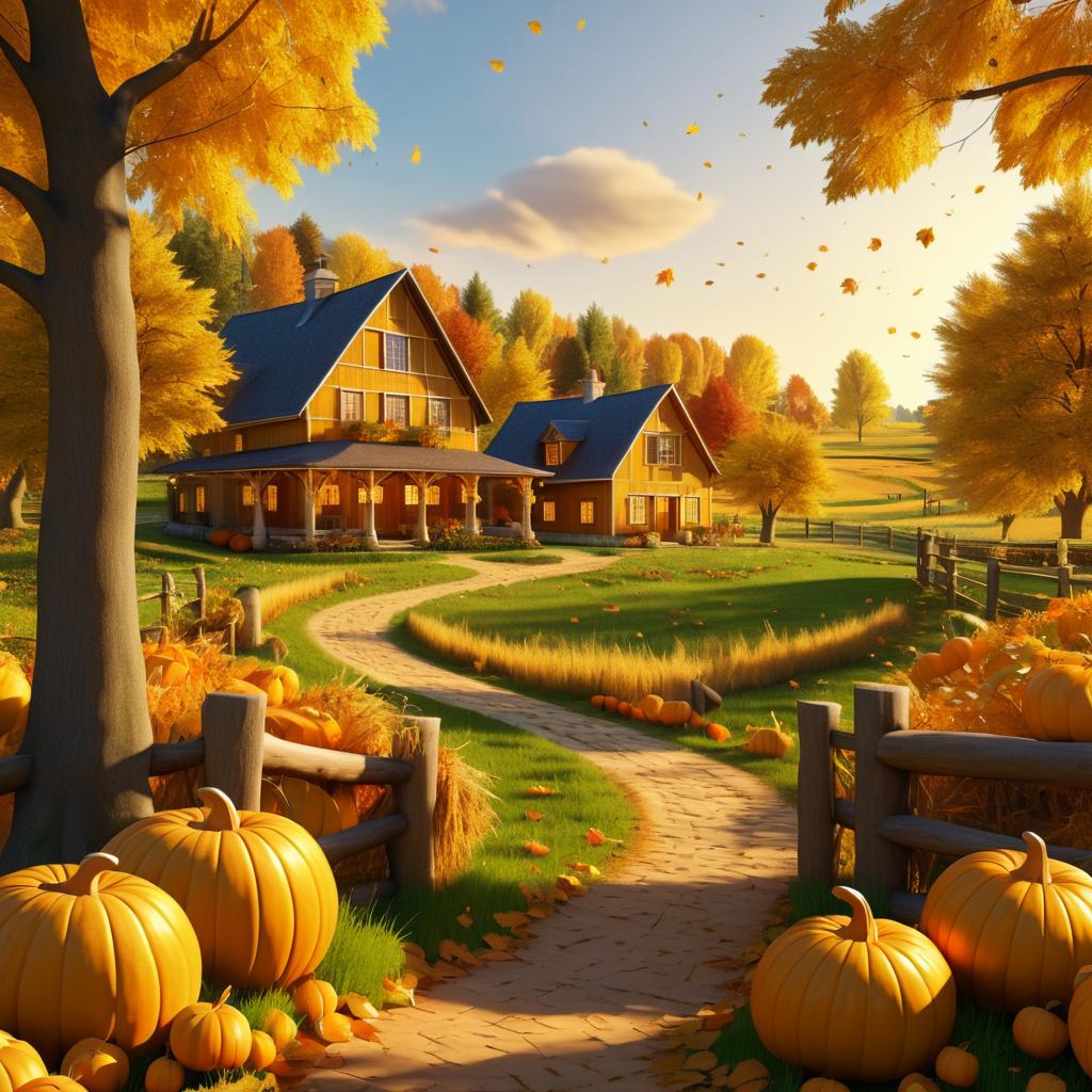 Charming Autumn Landscape with Farmhouse